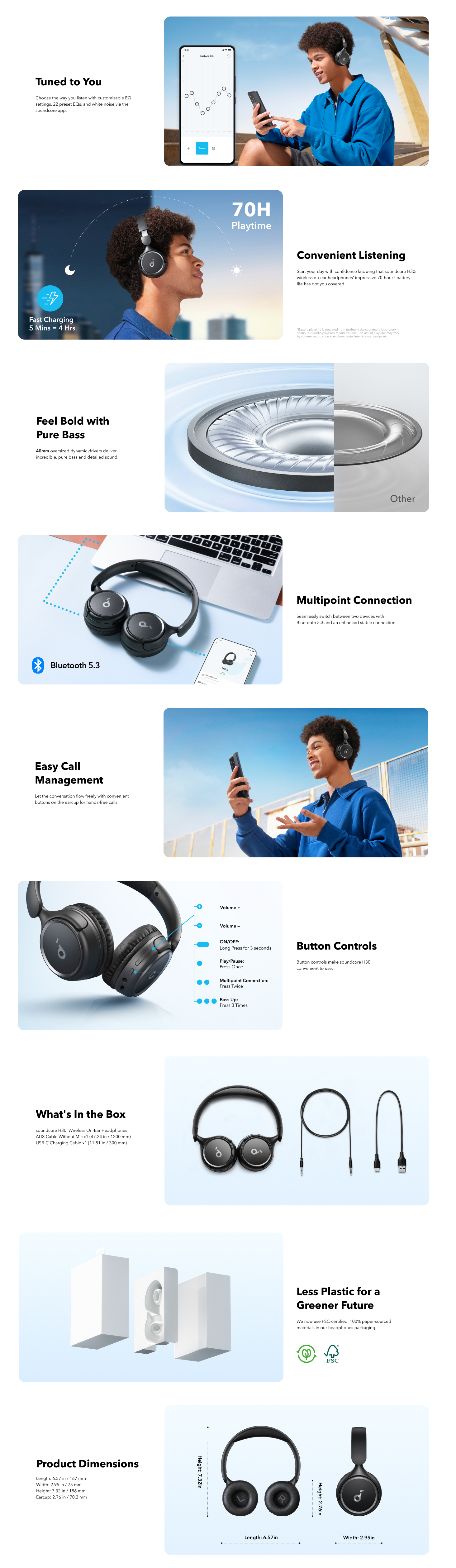 Casque Bluetooth supra-auriculaire Soundcore H30i A3012 Catalogue